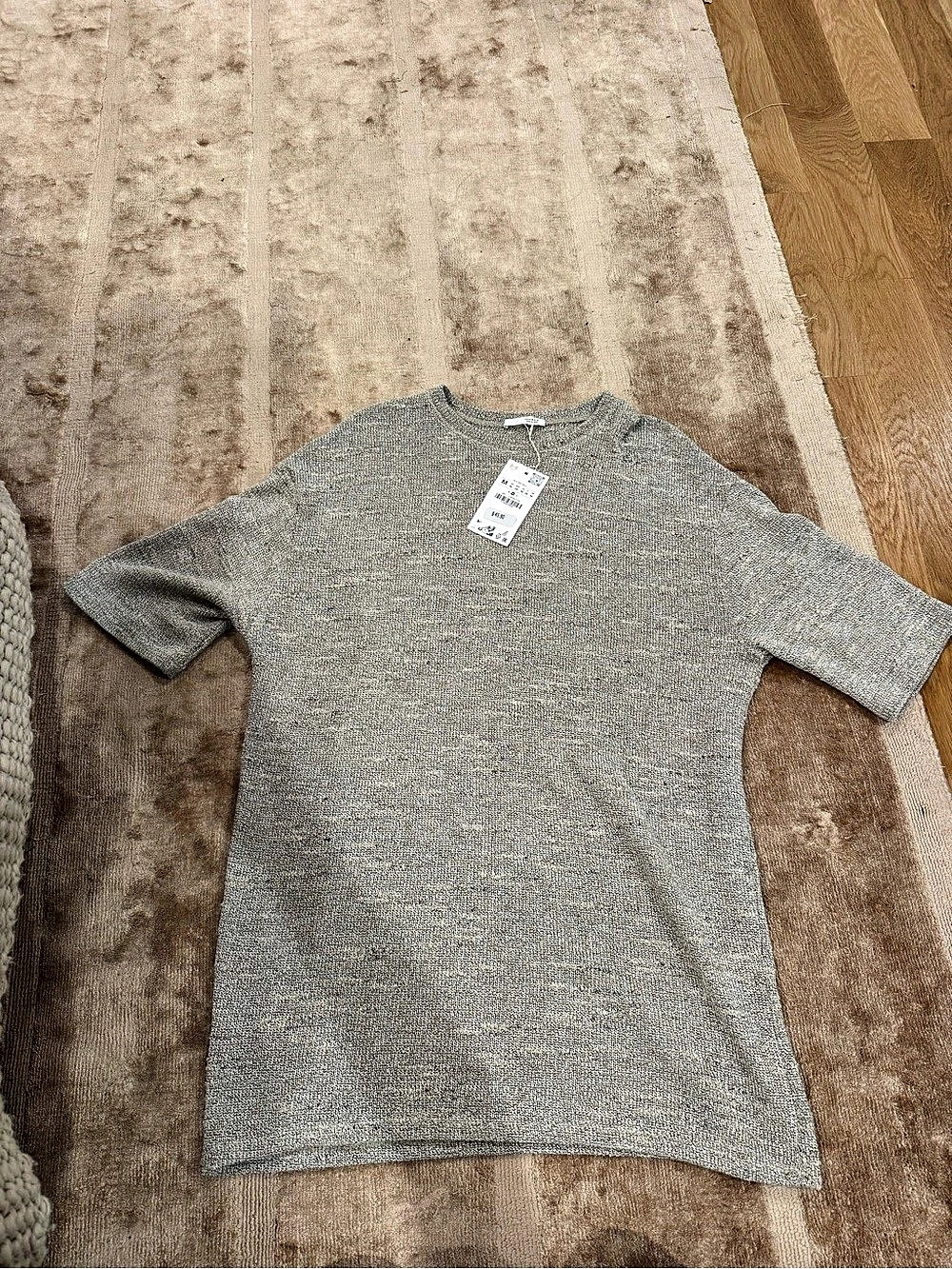 Zara Gray Knit Crew Neck Dress Size Medium NWT